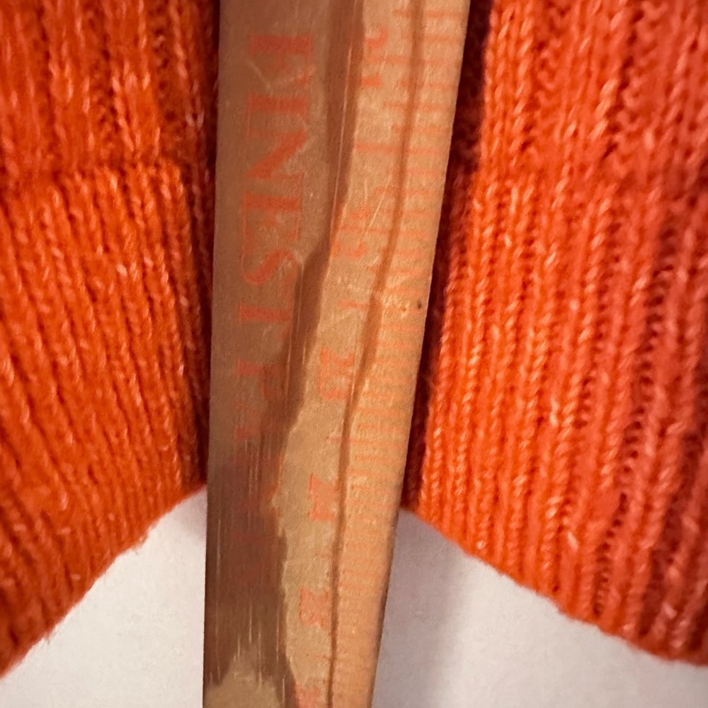 CABI #4038 Harvest cable knit hunter orange cotton woman balloon sleeve sweater - Picture 13 of 15